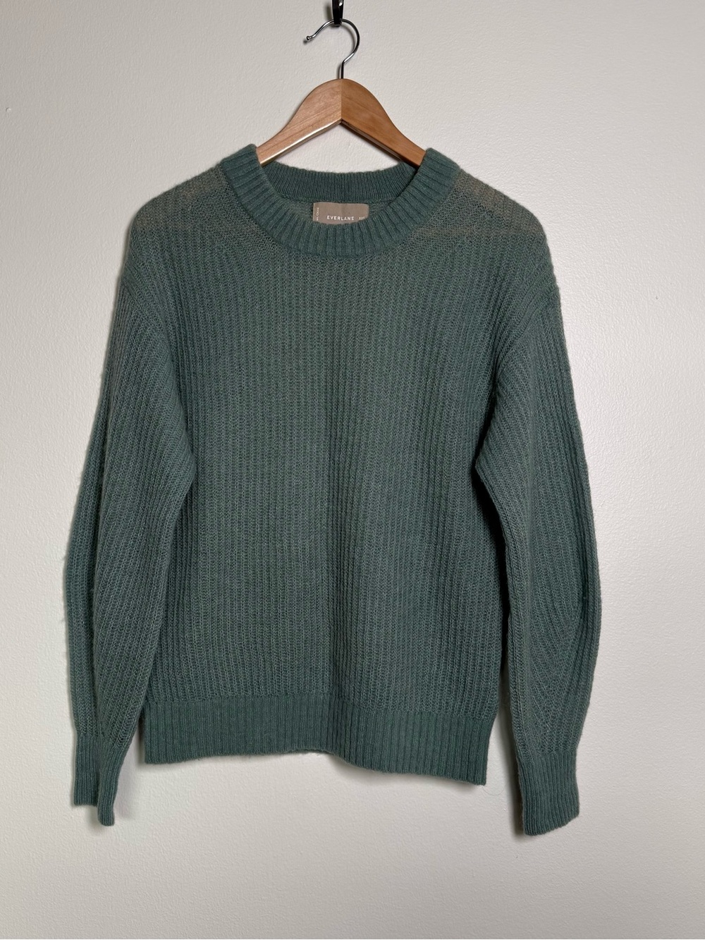Everlane Sweater Womens Sz XS Sage Green Alpaca Wool Blend Relaxed Fit Pullover